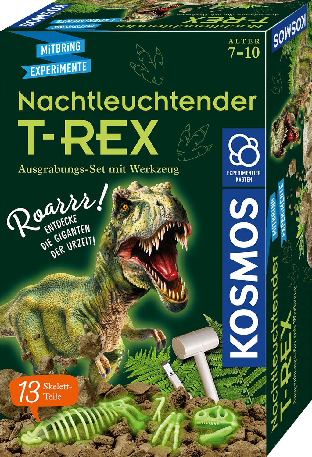 Kosmos 658021 T-Rex - Kit di sperimentazione per Bambini dai 7 Anni in su, Dinosauri, fossili, scavo, Tempo immemorabile, profondamente Nascosto nel Blocco di Gesso, pensierino, Regalo