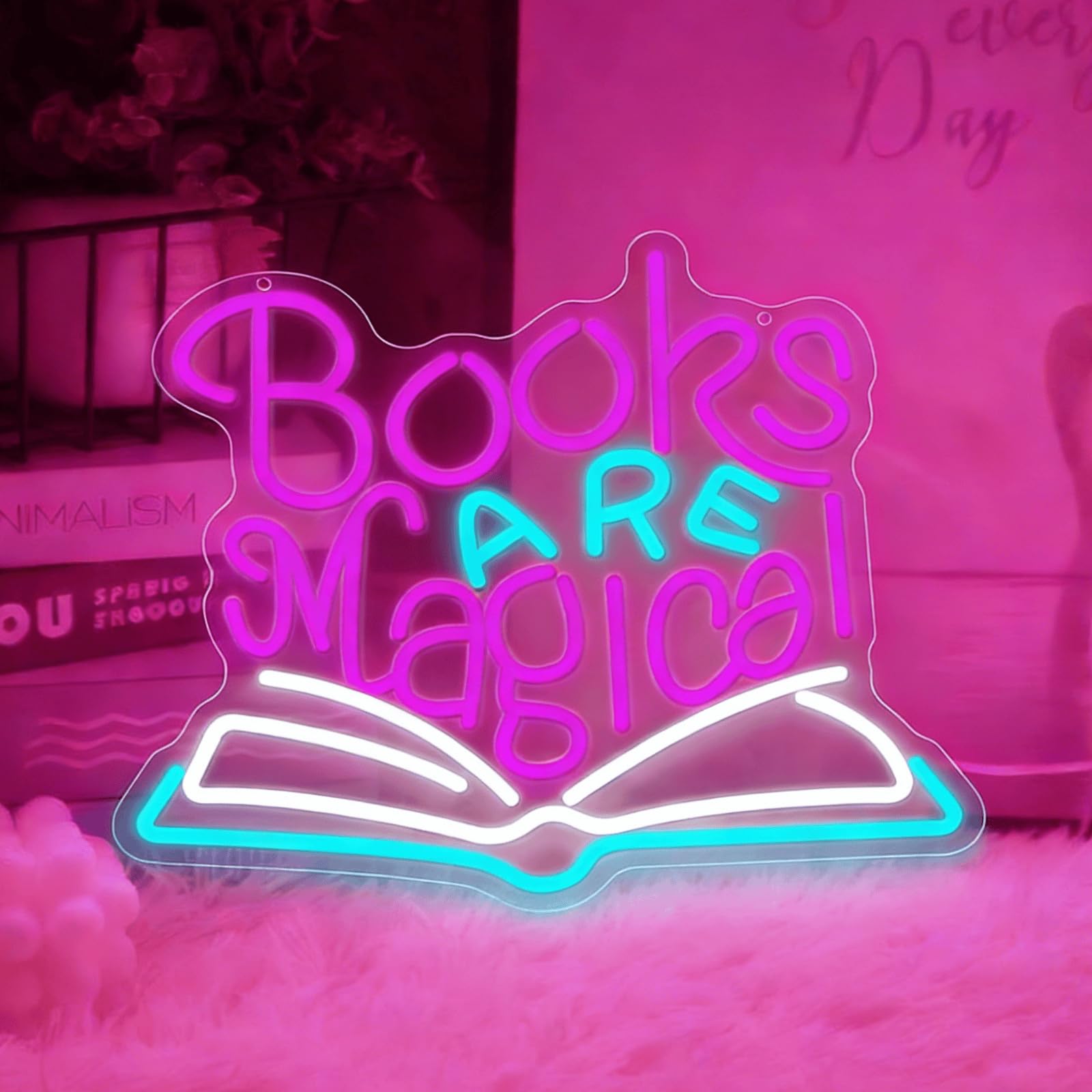 Cartello Neon LED "Books Are Magical" Dimmerabile