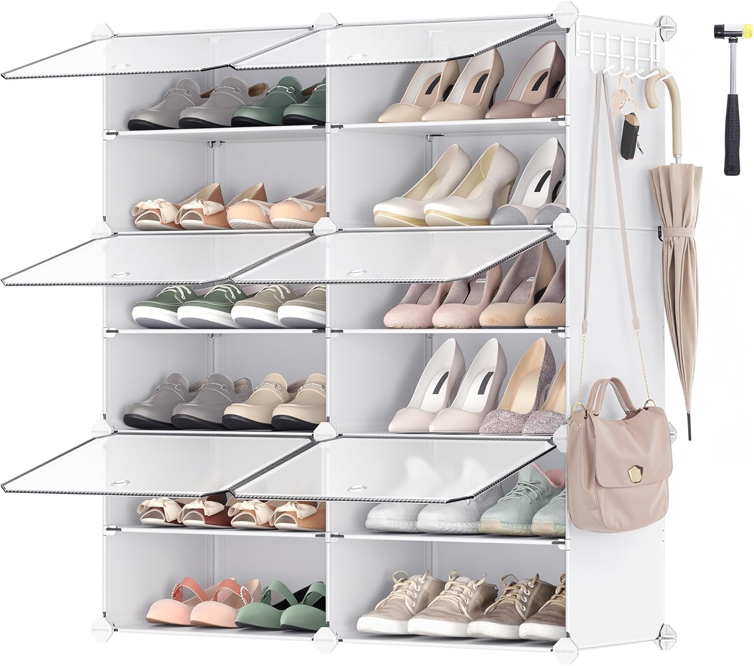 Songmics Scarpiera Modulare a 6 Scomparti, Bianco