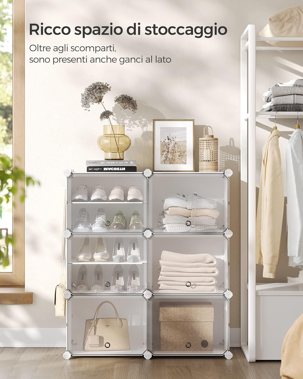 Songmics Scarpiera Modulare a 6 Scomparti, Bianco - immagine 3