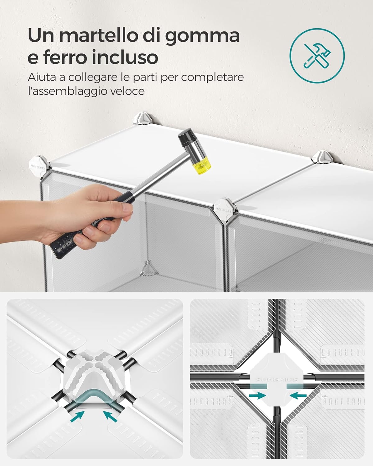 Songmics Scarpiera Modulare a 6 Scomparti, Bianco - immagine 5