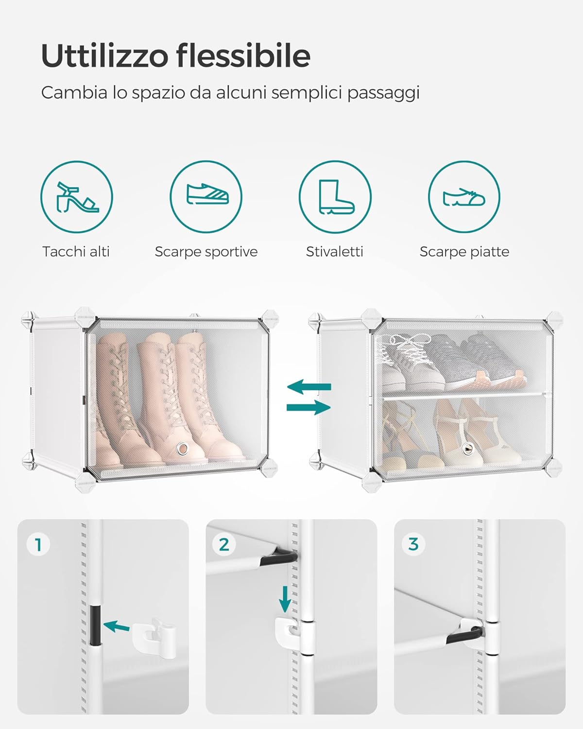 Songmics Scarpiera Modulare a 6 Scomparti, Bianco - immagine 6