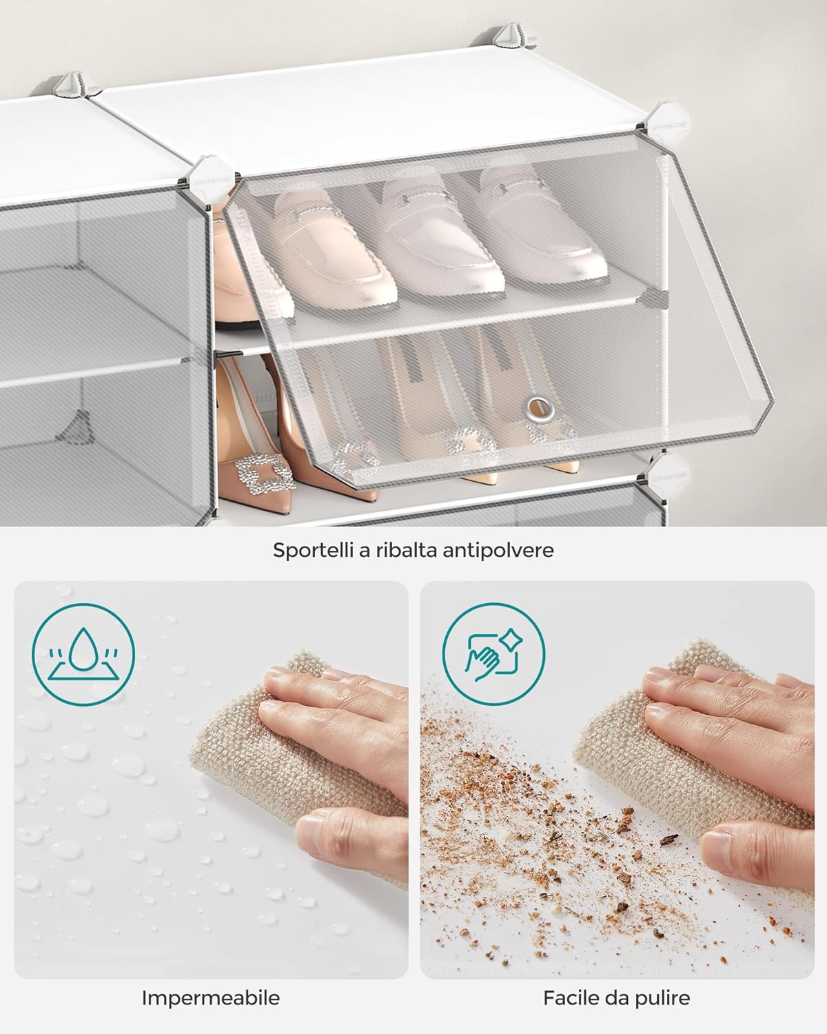 Songmics Scarpiera Modulare a 6 Scomparti, Bianco - immagine 7