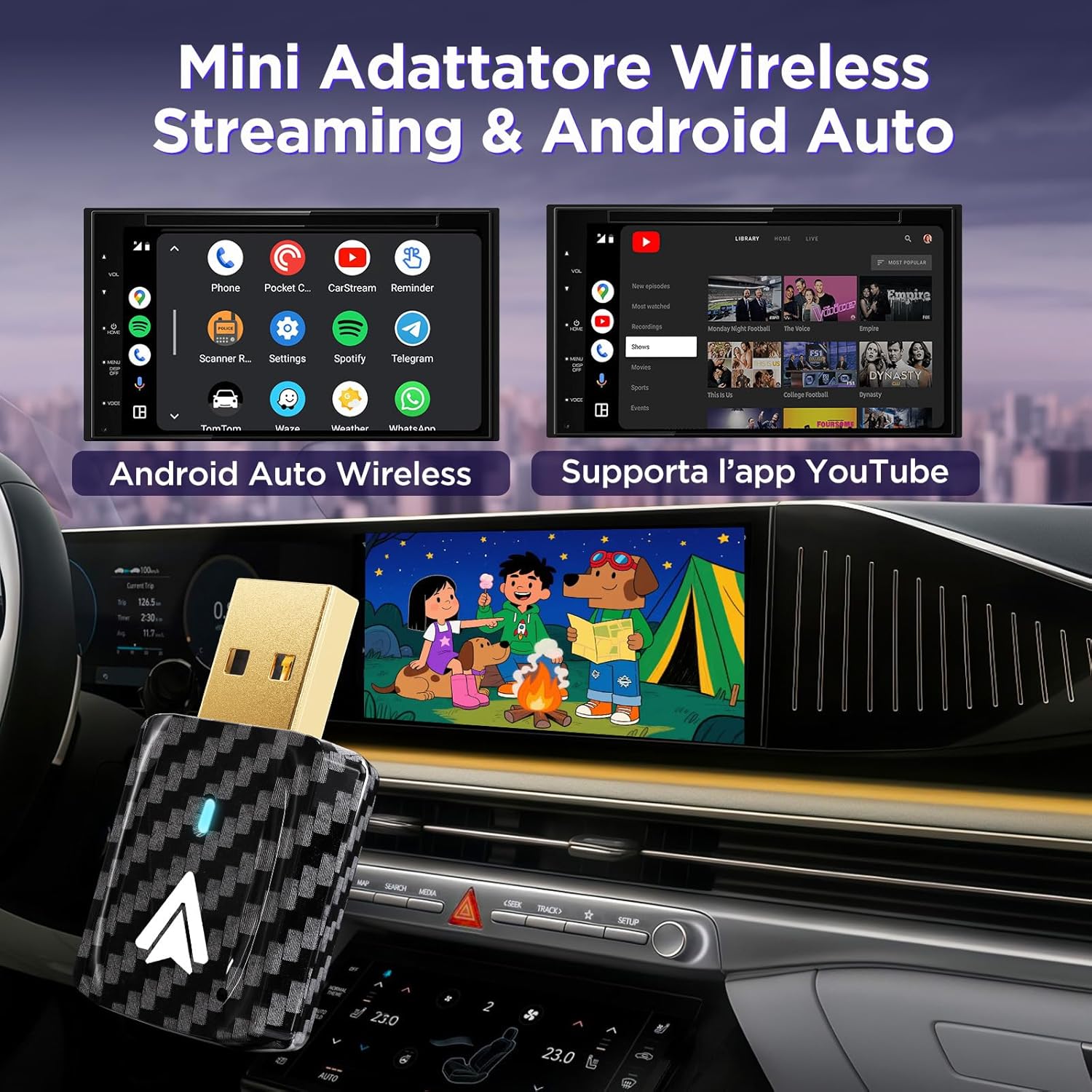 MSXTTLY Adattatore Wireless Android Auto U2AC-L9 2025 - immagine 3