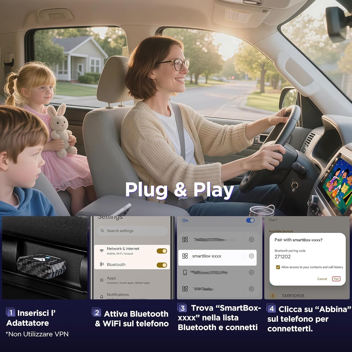 MSXTTLY Adattatore Wireless Android Auto U2AC-L9 2025 - immagine 5