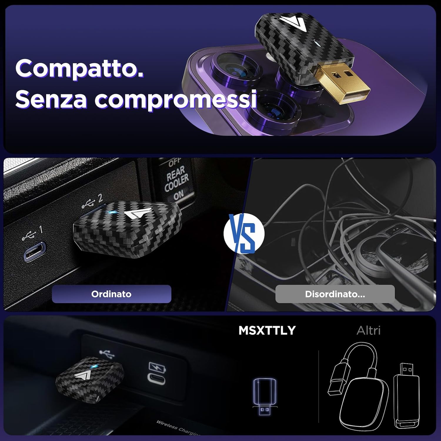 MSXTTLY Adattatore Wireless Android Auto U2AC-L9 2025 - immagine 6
