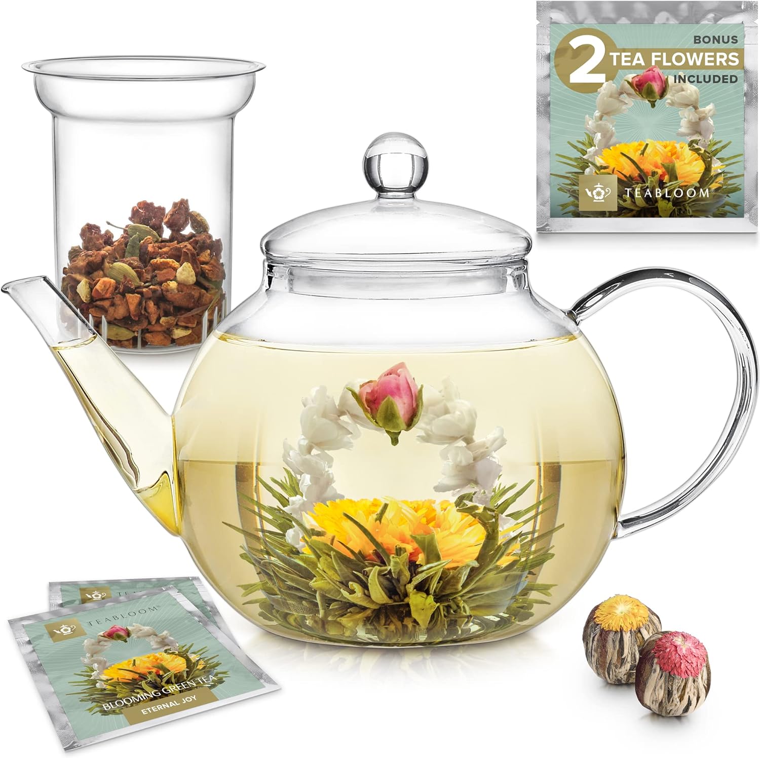 Teabloom Set Teiera in Vetro con Infusore 1200 ml