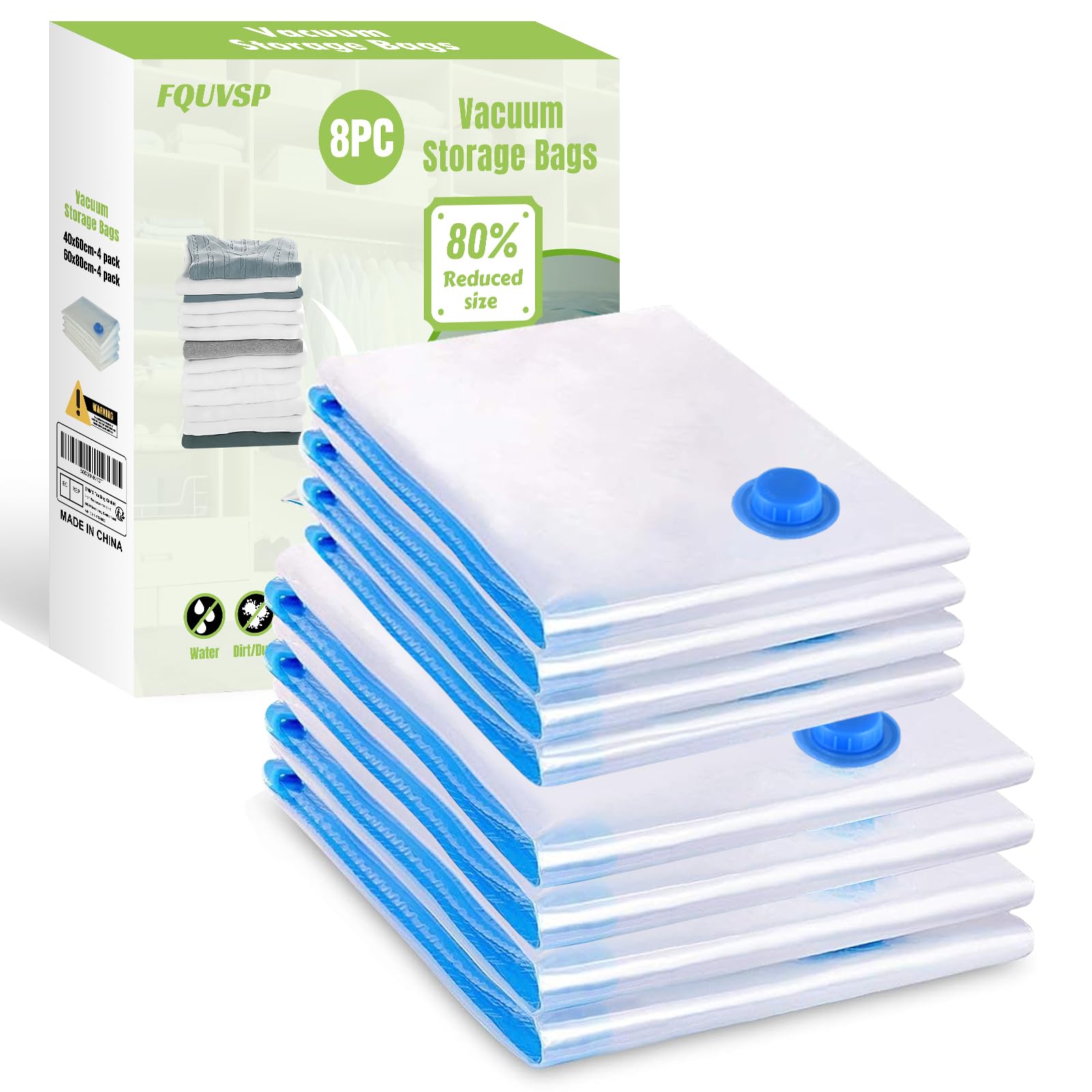Sacchetti Sottovuoto Vestiti Riutilizzabili - 8 Pezzi