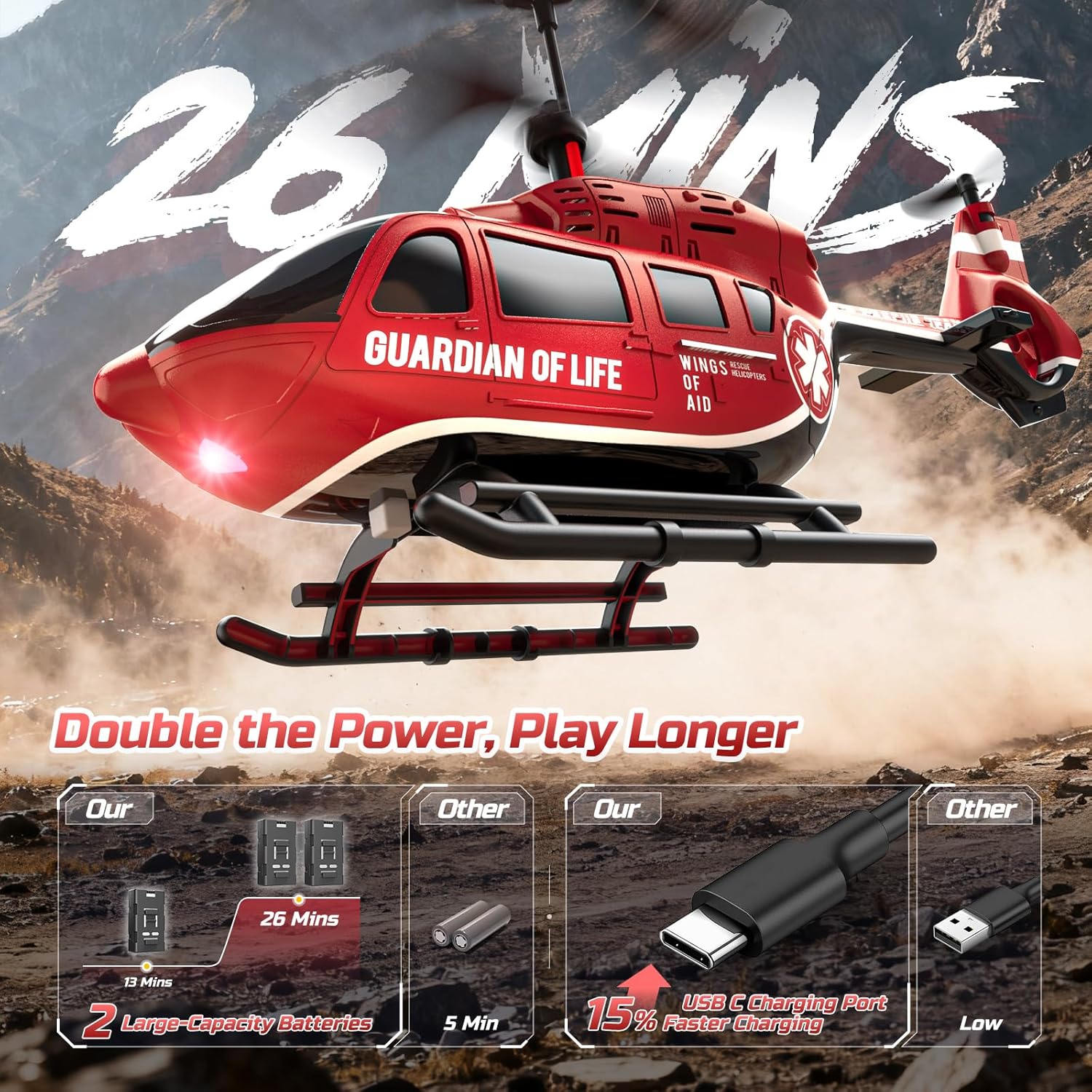 DEERC Elicottero Telecomandato Militare con LED - immagine 3