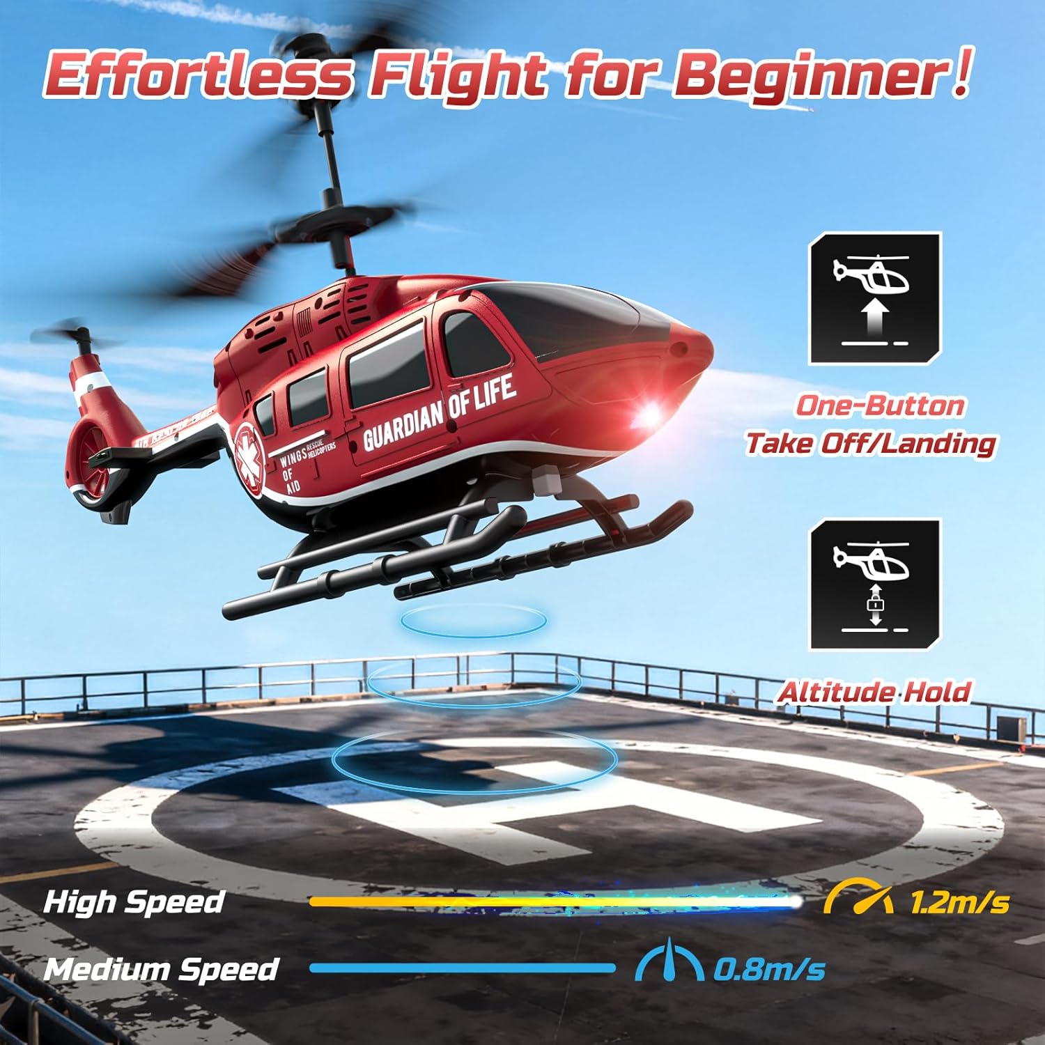 DEERC Elicottero Telecomandato Militare con LED - immagine 4