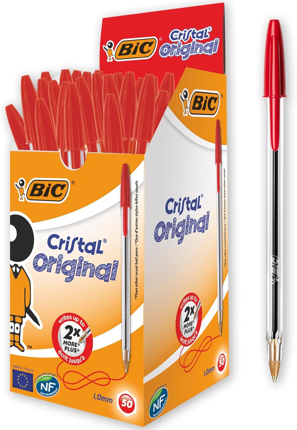Bic Cristal Original - Penne Rosse a Sfera 1 mm, 50 Pezzi - immagine 1