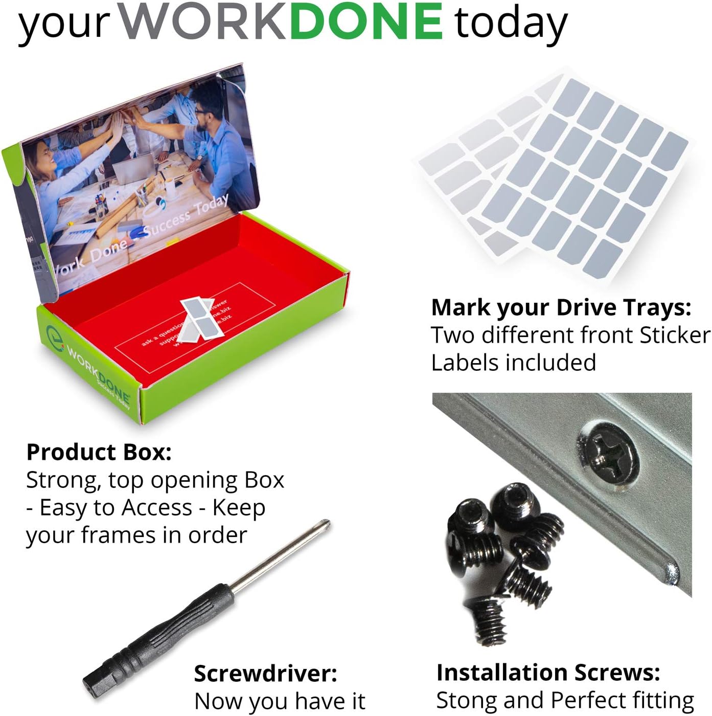 Workdone 12 Pezzi - Vassoio Caddy 2.5 Pollici per Server - immagine 6