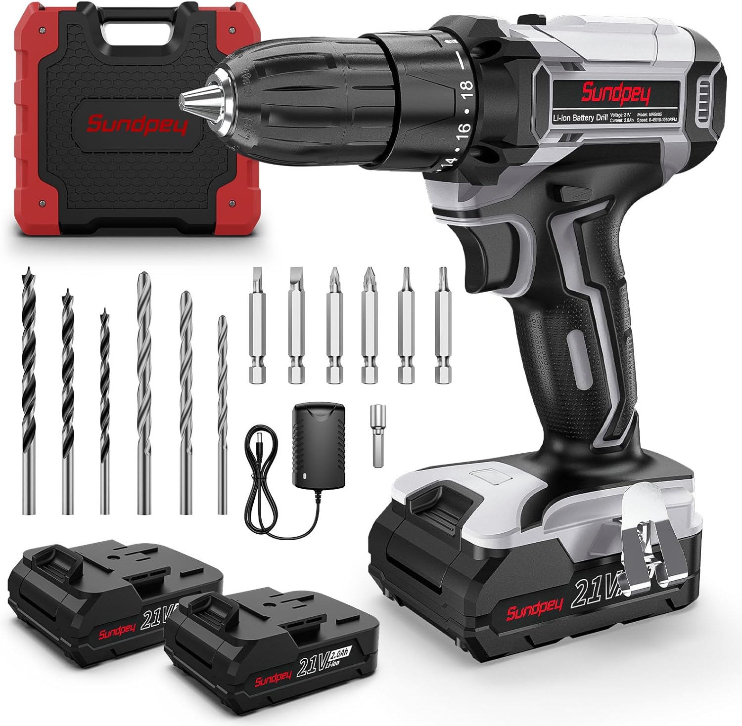 Sundpey Trapano Avvitatore a Batteria 21V 45Nm, Grigio