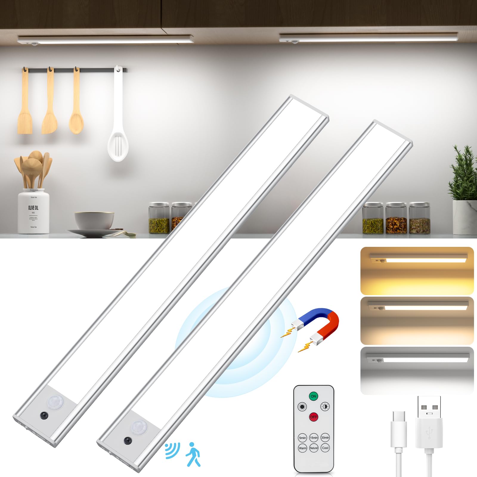 Led Sottopensile Cucina 2PCS 41CM con Sensore
