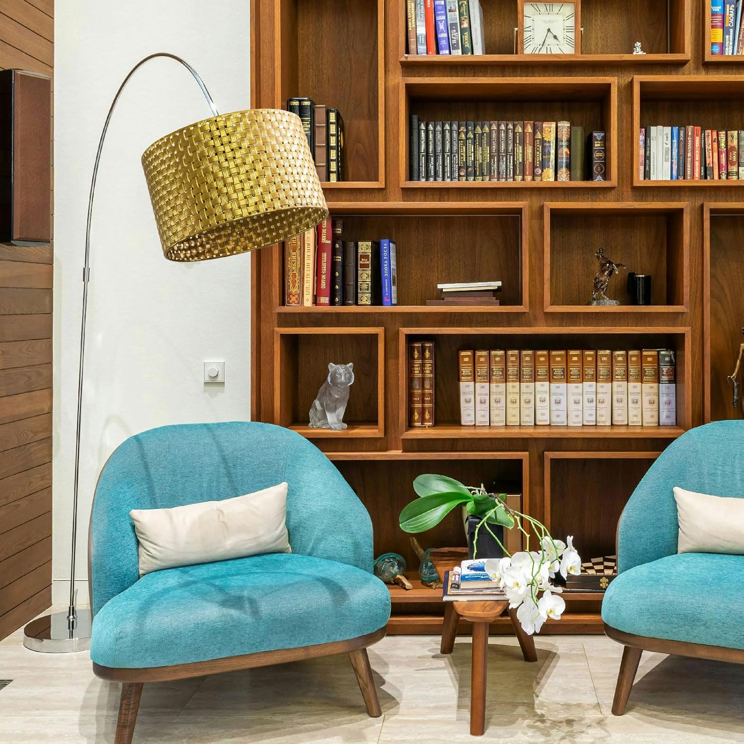 Paralume Rotondo Rattan Bohémien, Griglia Dorata - immagine 2