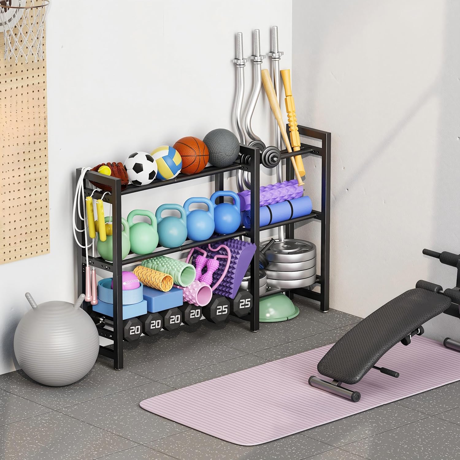 Rastrelliera per Manubri a 3 Livelli 127cm - immagine 3