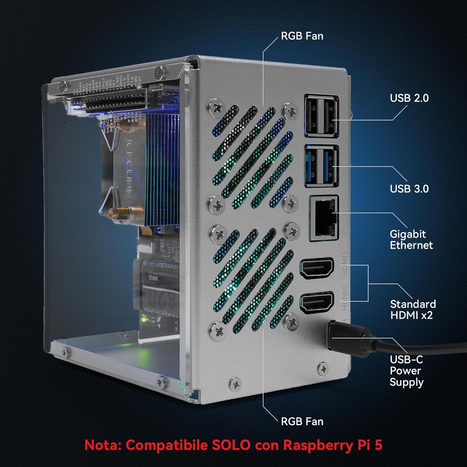 Pironman 5 NVMe M.2 SSD Case per Raspberry Pi 5 - immagine 3