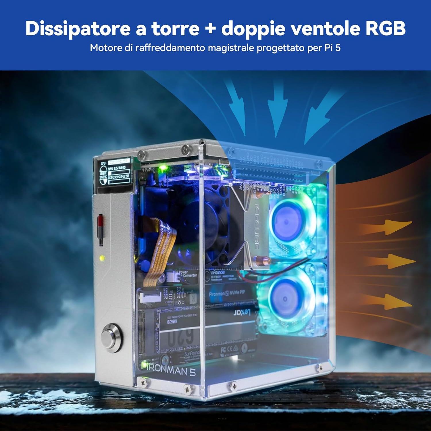 Pironman 5 NVMe M.2 SSD Case per Raspberry Pi 5 - immagine 4