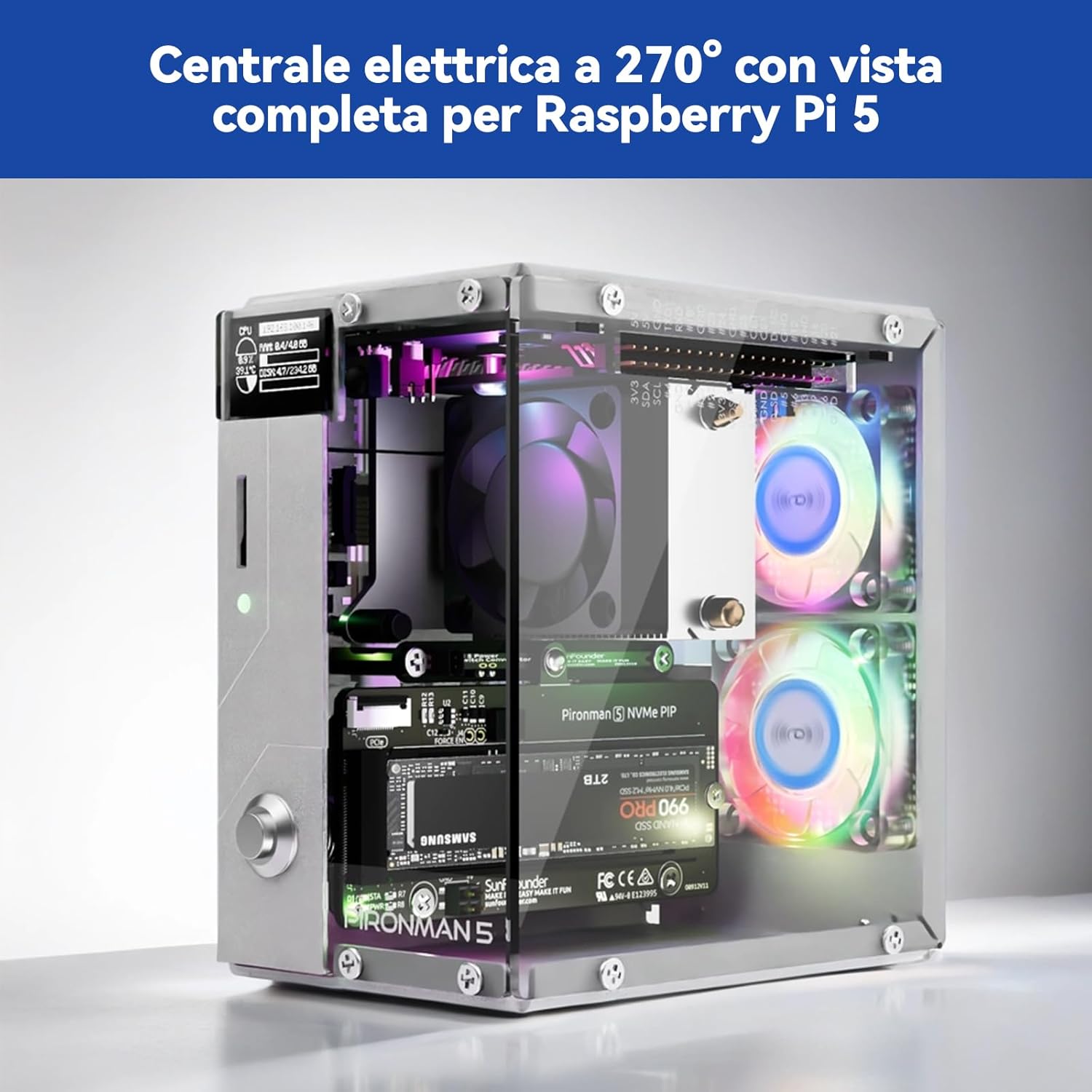 Pironman 5 NVMe M.2 SSD Case per Raspberry Pi 5 - immagine 6