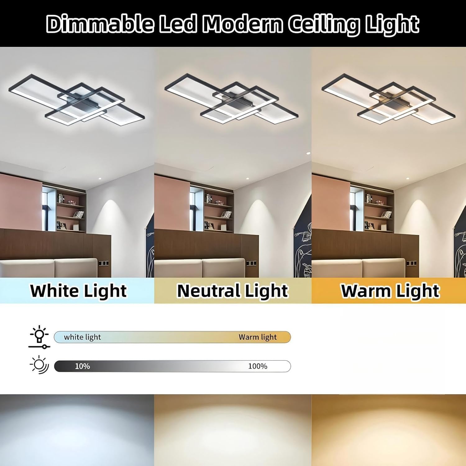 Jsz Lampada Soffitto LED Dimmerabile 90cm, Nero - immagine 4