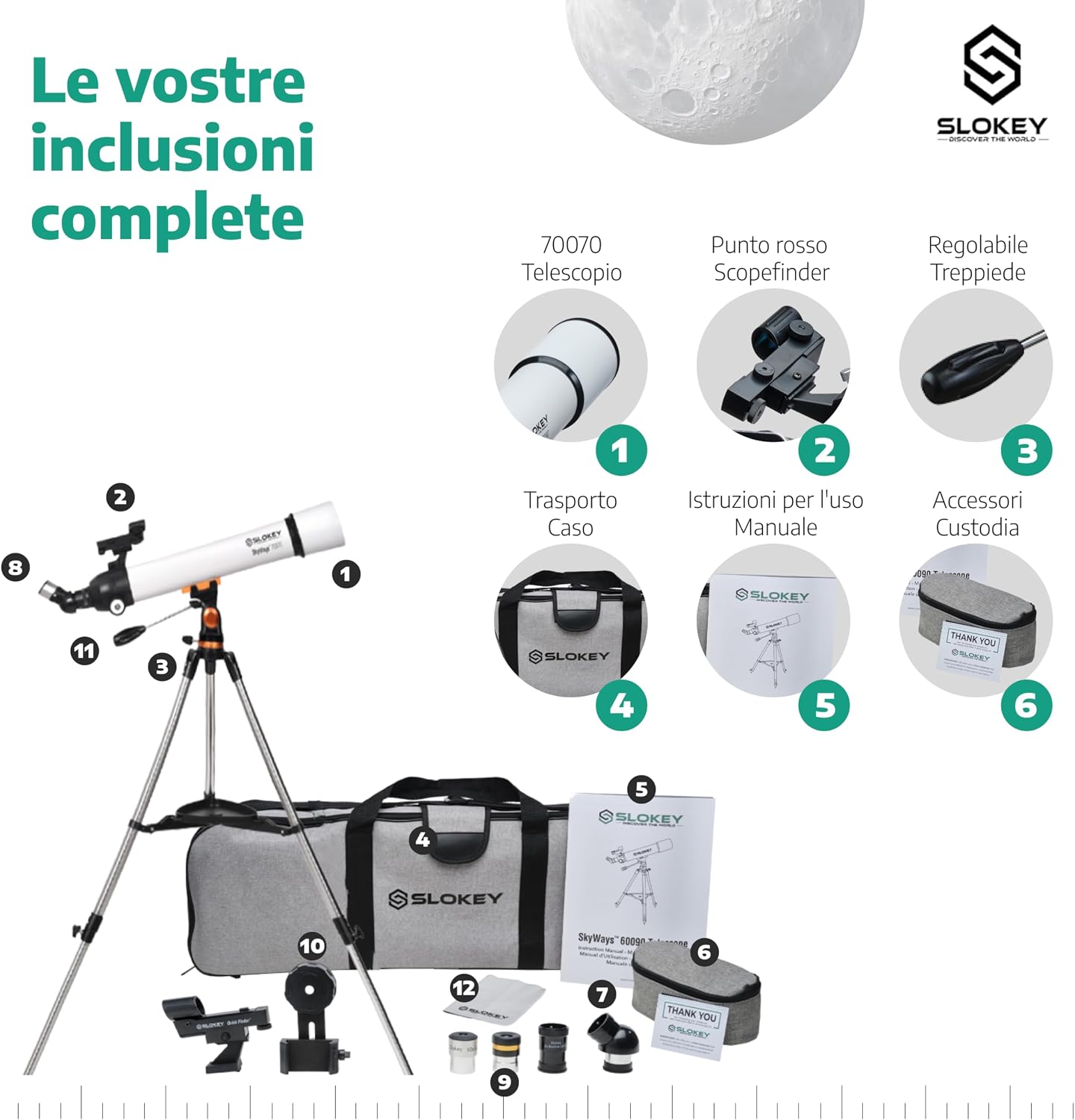Slokey Telescopio Astronomico Professionale Portatile 16x-120x | Slokey ...