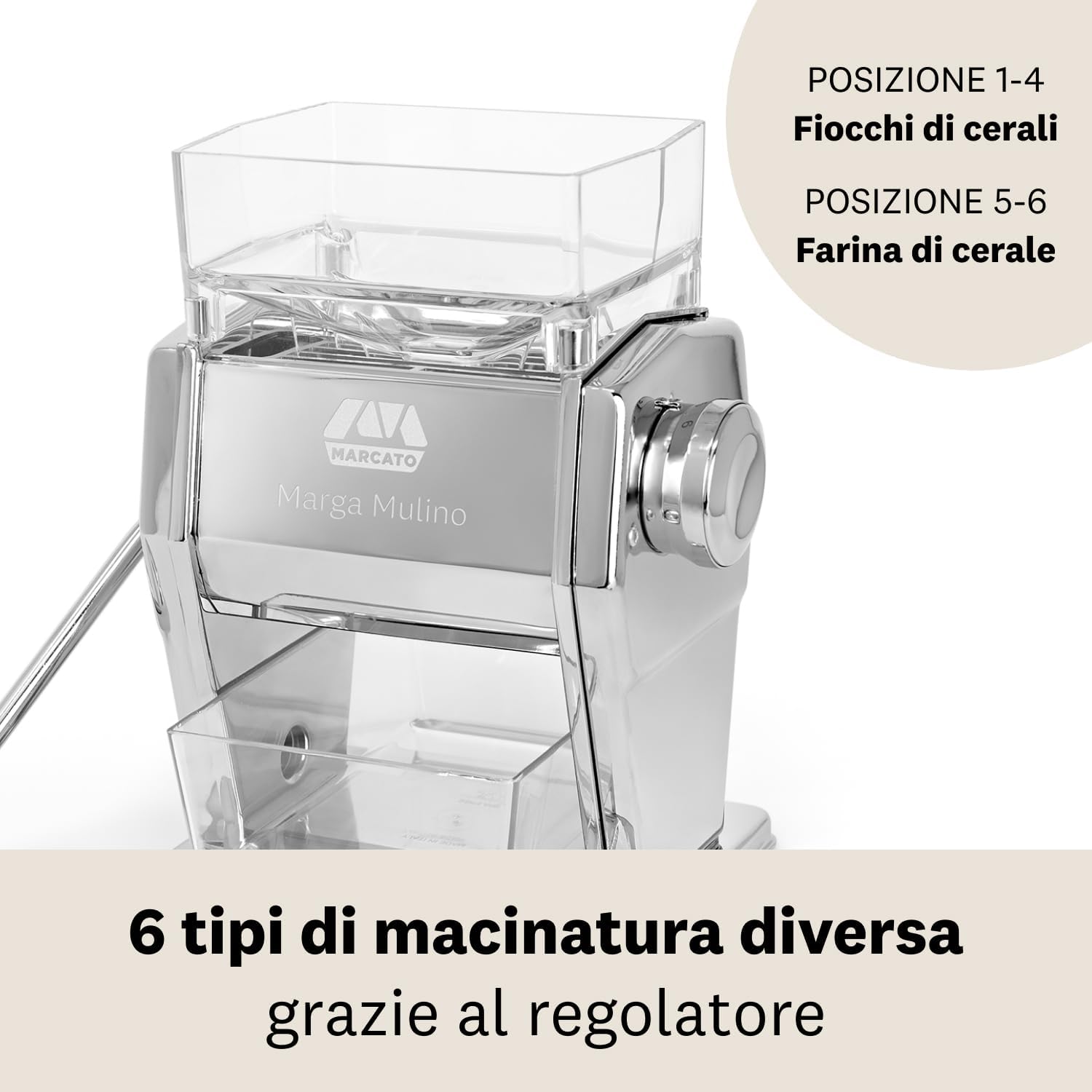 Marcato Marga Mulino per Cereali, Acciaio e Alluminio - immagine 3