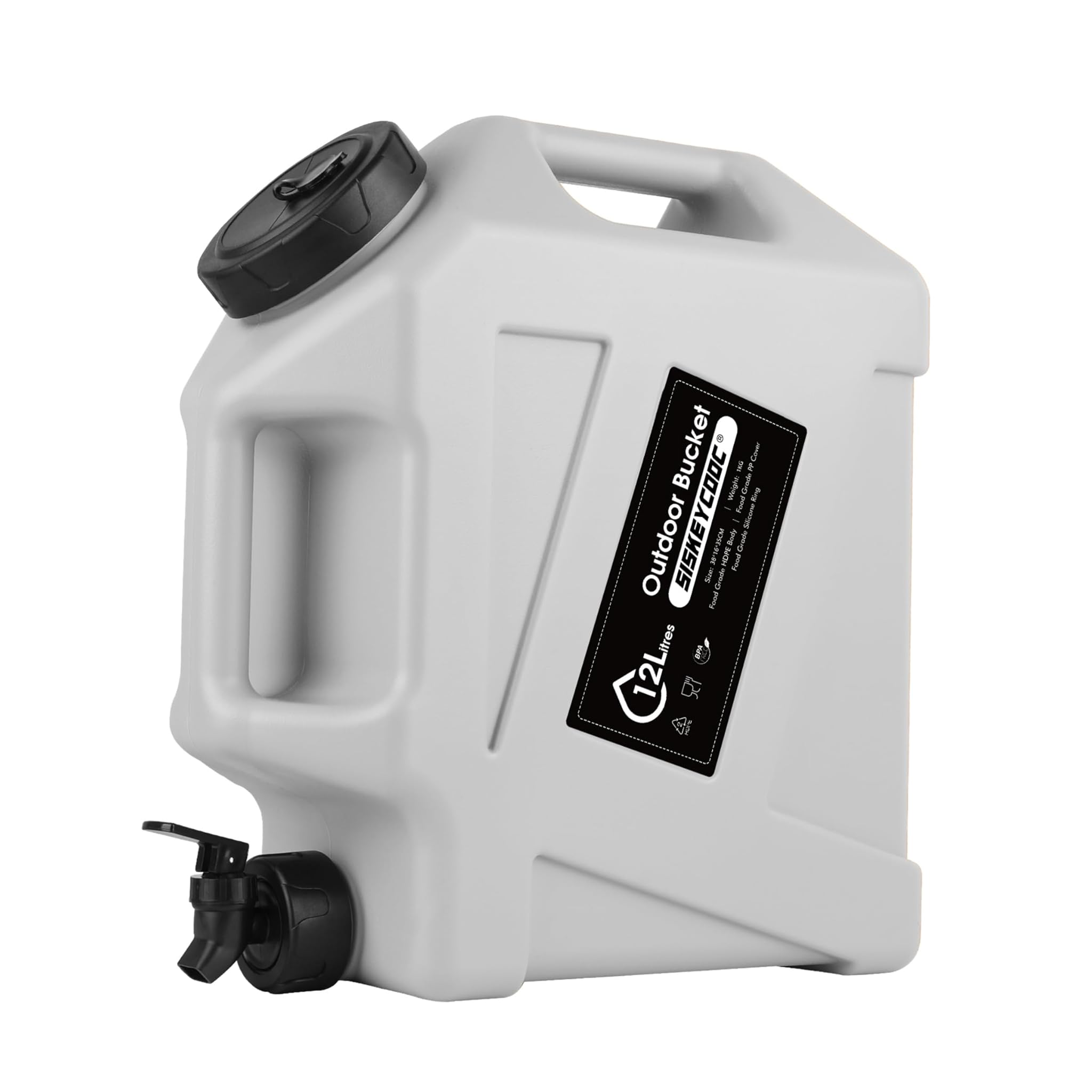 Tanica Acqua Portatile 12 Litri con Rubinetto, Bianca