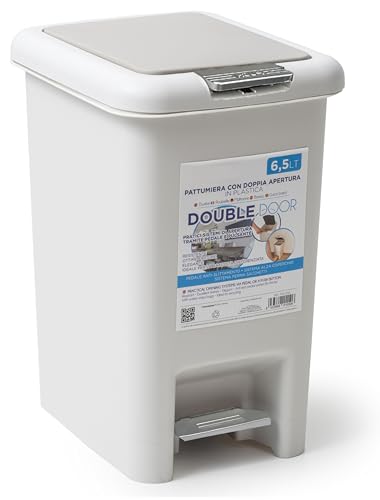 Ipea Cestino Spazzatura Plastica Piccolo 6,5 Litri, Grigio Chiaro