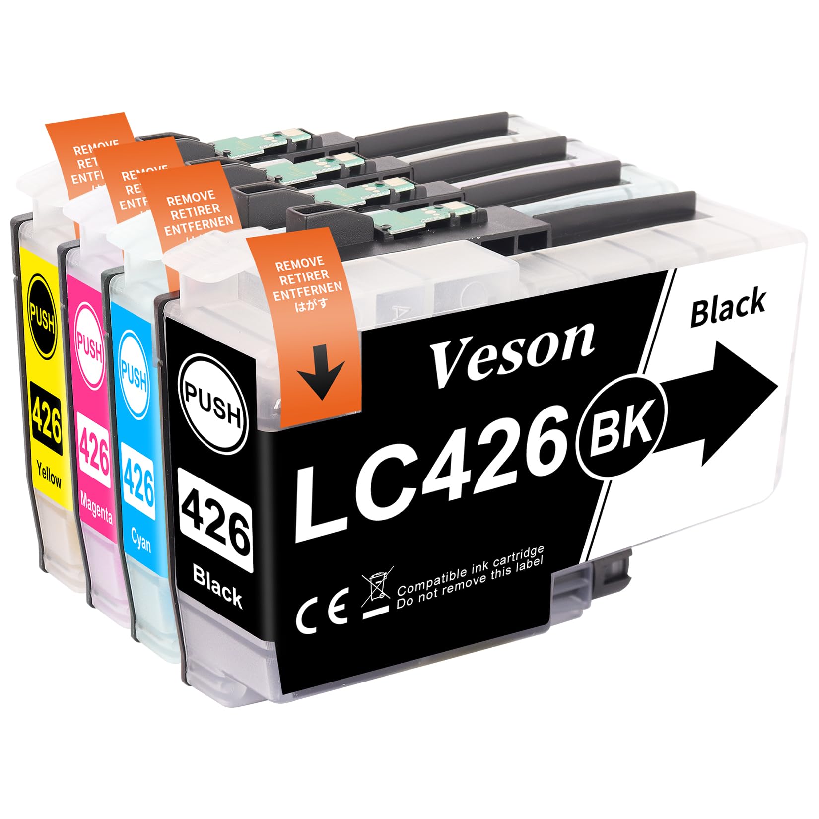 Veson LC426 cartucce Value Pack compatibili con Brother LC426 cartucce LC426XL LC-426VAL LC426VAL per Brother MFC-J4335DW MFC-J4340DW MFC-J4540DW MFC-J4535DW (1 nero, 1 ciano, 1 magenta, 1 giallo)