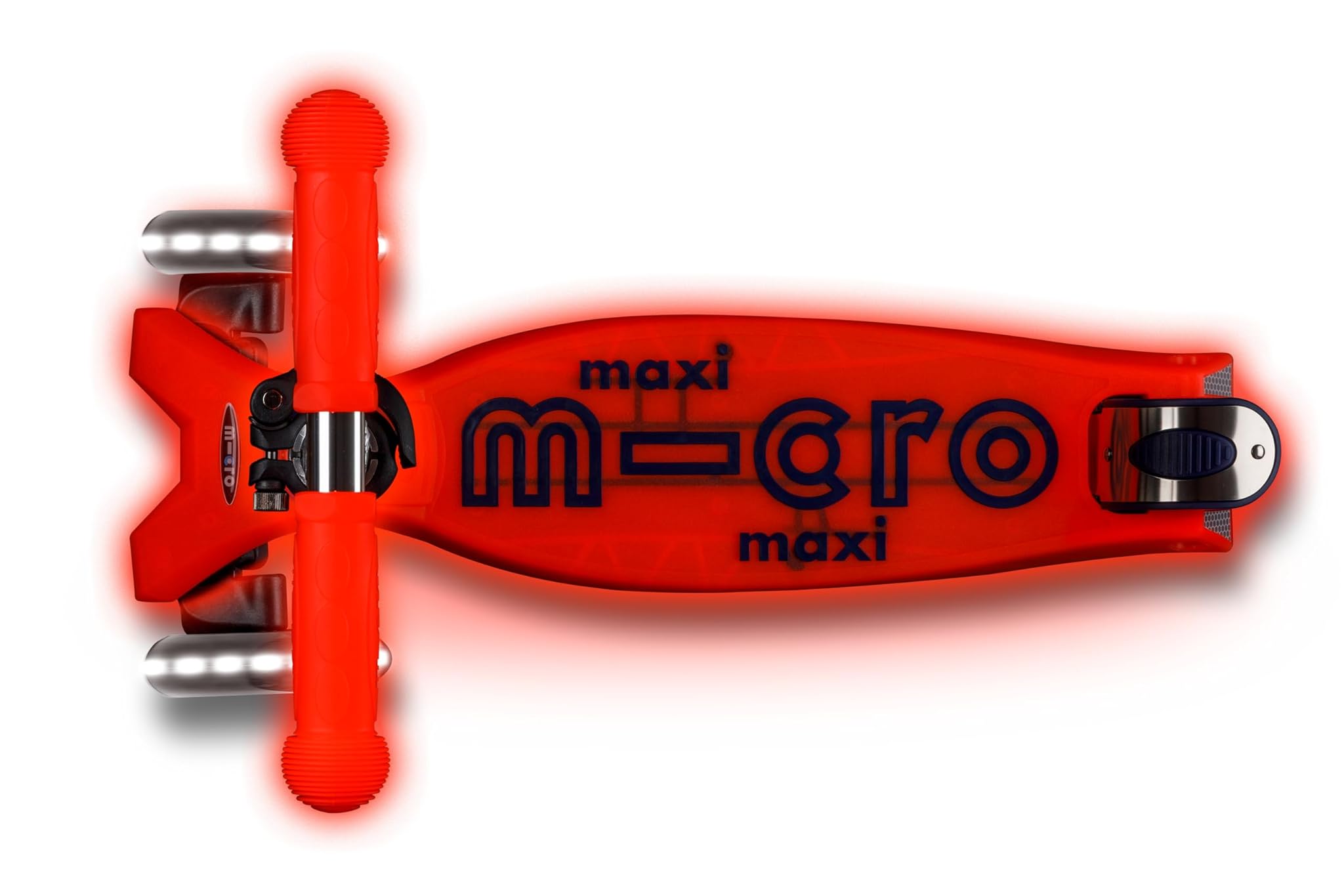 Micro Scooter Maxi Deluxe GLOW con barra a T LED, Aura Red