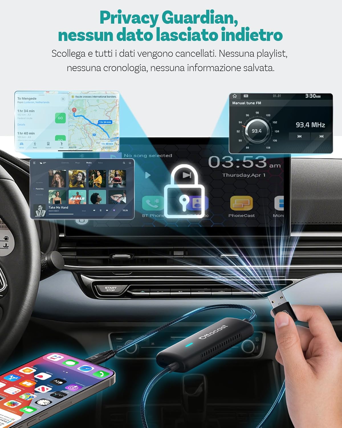 Ottocast Mirror Touch 2025 - Adattatore Wireless CarPlay - immagine 5
