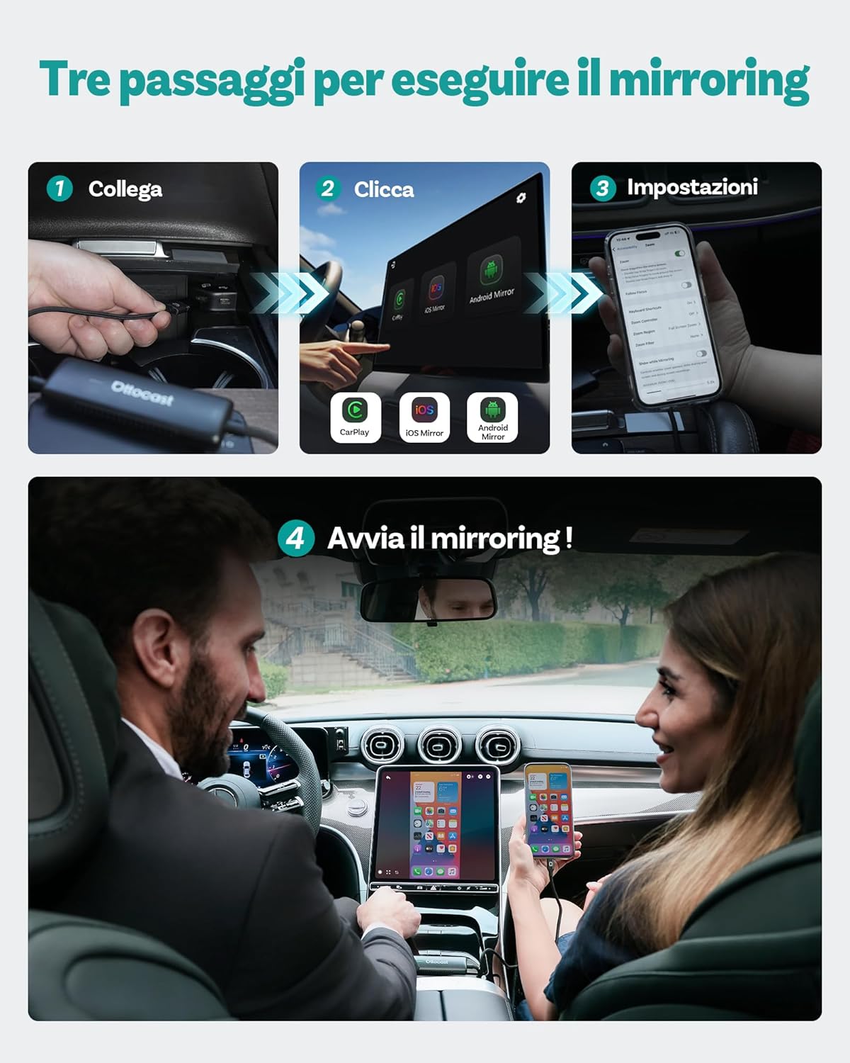 Ottocast Mirror Touch 2025 - Adattatore Wireless CarPlay - immagine 6