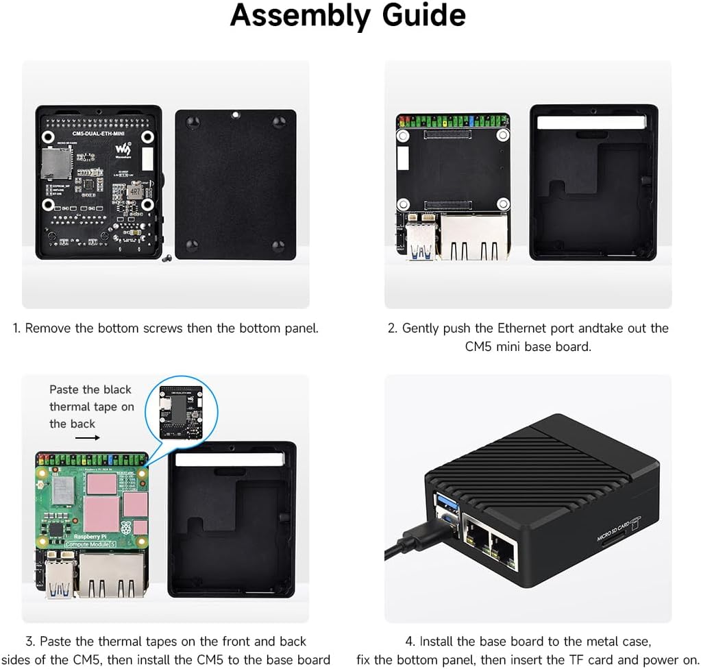 Waveshare Mini Dual Gigabit Ethernet Base Board, Mini-Computer Kit, Compatible with Raspberry Pi Compute Module 5 (NOT Included), for All Variants of CM5, Board Only - immagine 7