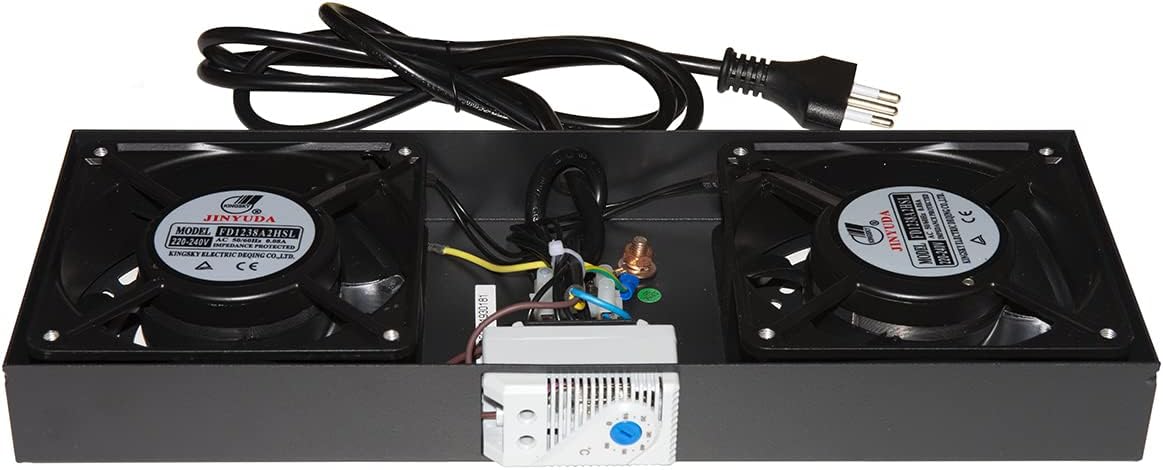 Link LKVENT2 Modulo 2 Ventole con Termostato per Armadi Rack a Muro Link, Nero - immagine 2