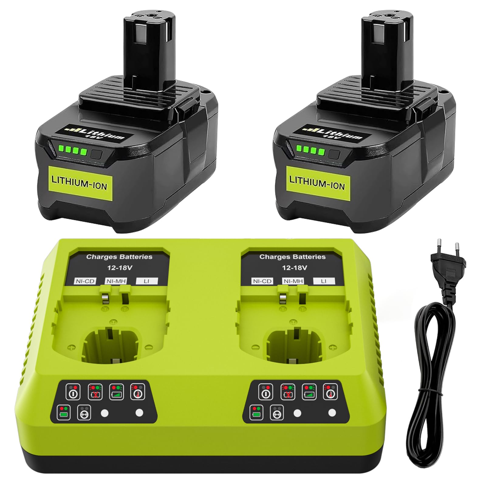 Batterie per Ryobi ONE+ RB18L40 RB18L25 con Caricabatterie