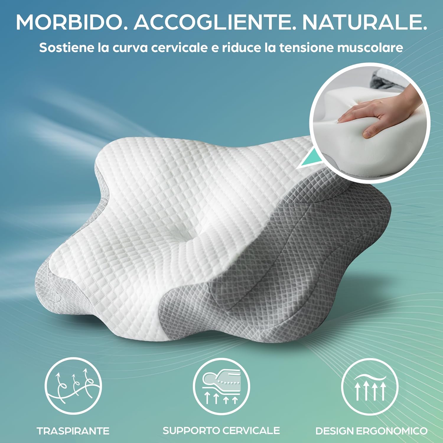 Flowen Cuscino Cervicale Memory Foam Ortopedico - immagine 2