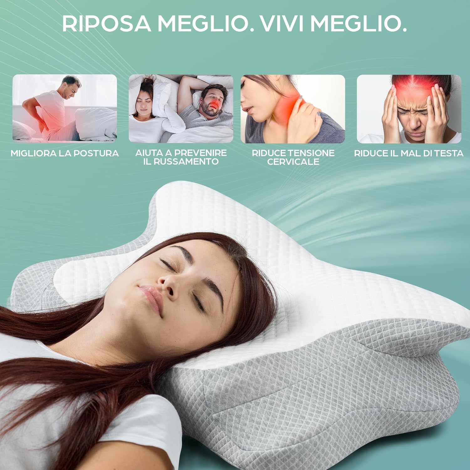 Flowen Cuscino Cervicale Memory Foam Ortopedico - immagine 4