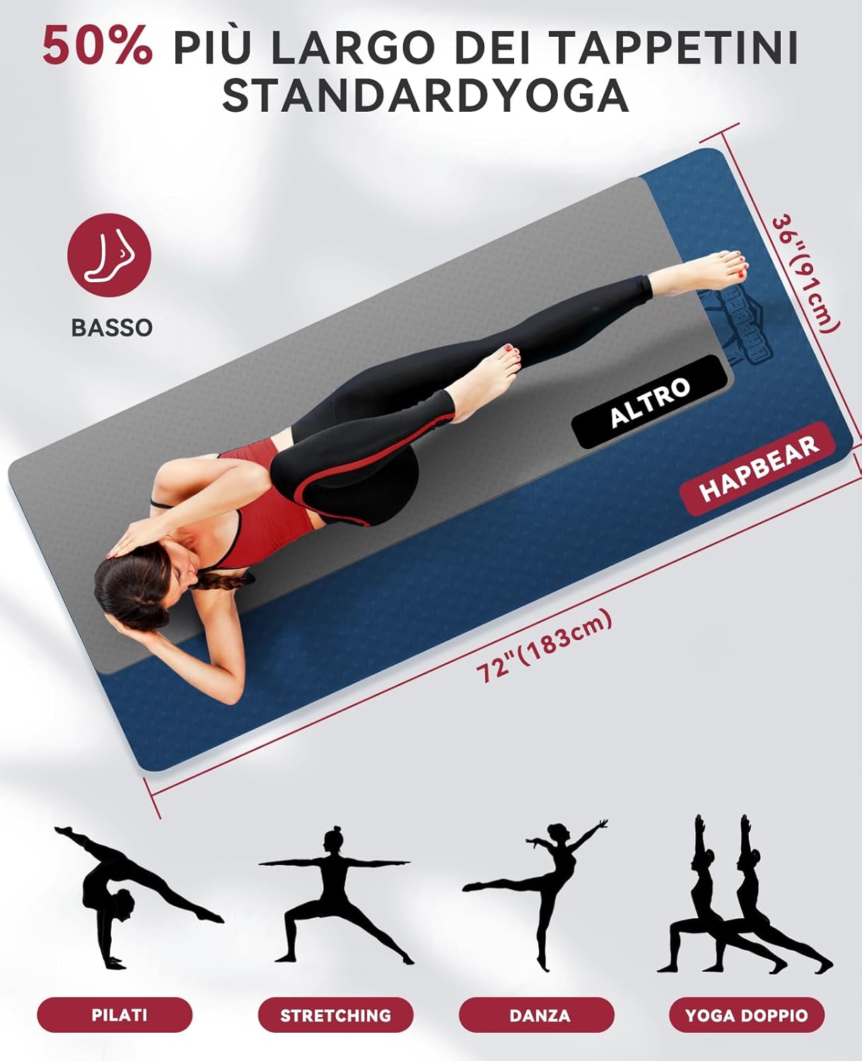 Hapbear Tappetino Yoga Extra Large 183x91x0.6cm - immagine 2