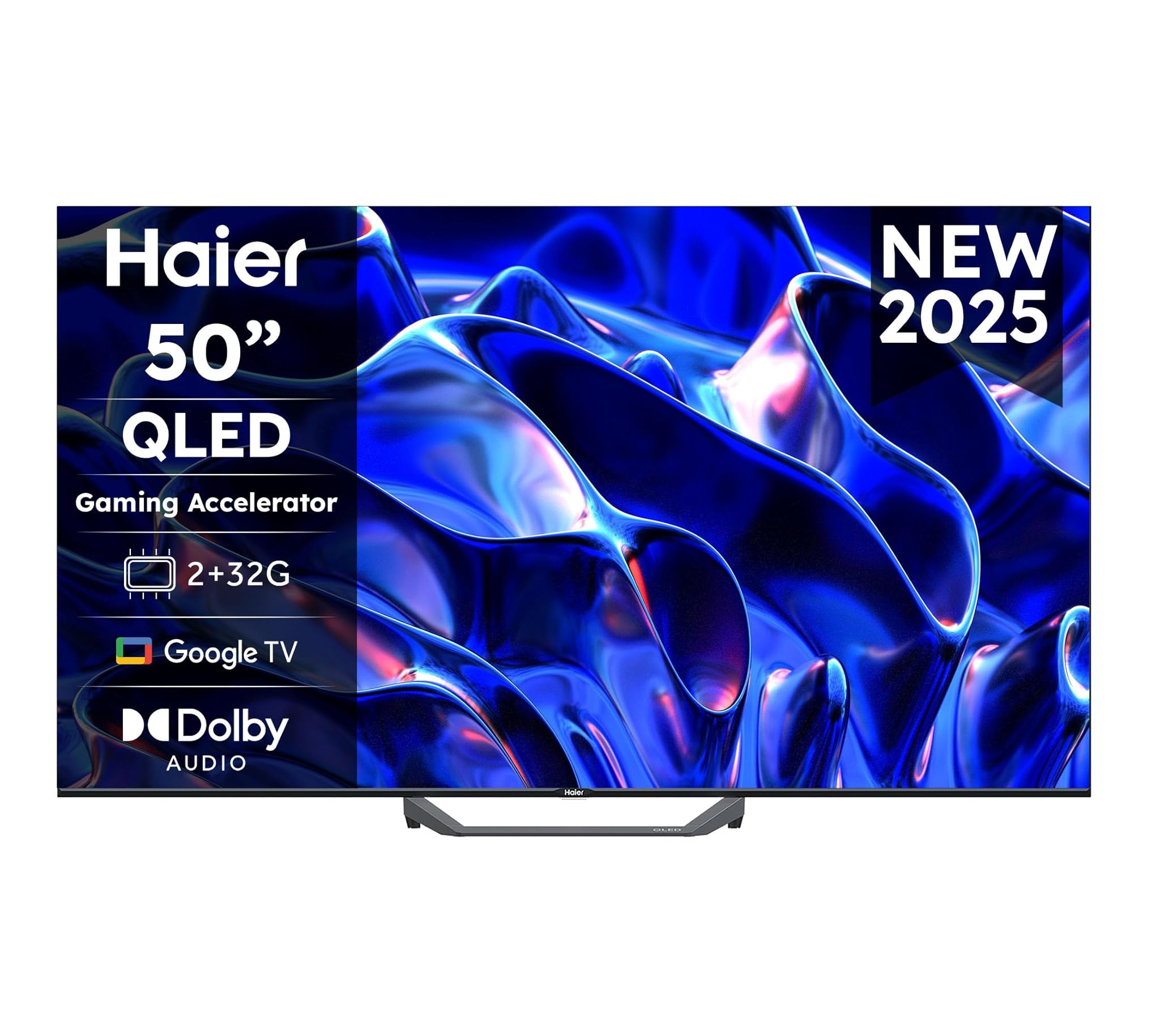 Haier QLED 4K UHD H50S81FUX 50'' Smart TV, Google TV, Dolby Audio, HDR 10, Telecomando Smart, Google Assistant, Bluetooth 5.1, Gaming 120Hz, USB 2.0, DBX TV, HDMI 2.1 x 4 [2025]
