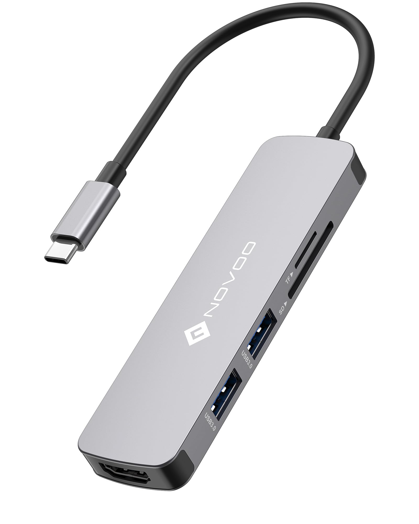 NOVOO Hub USB C 5 in 1 Multiporta Adattatore con HDMI 4K, 2 Porte USB 3.0, Lettore Schede SD/TF per MacBook Pro 2019/2018, iMac 2017, Huawei MateBook, Google Chromebook Pixel e altro ancora