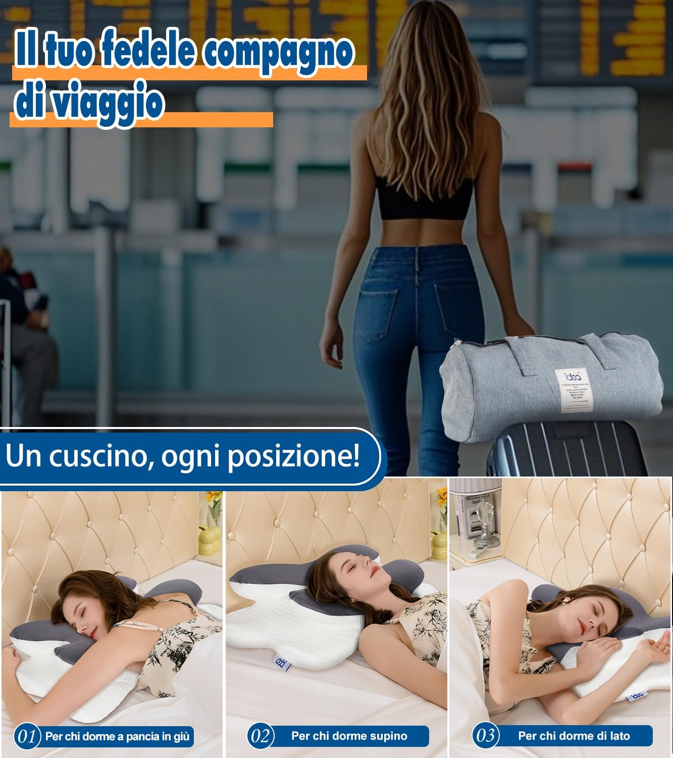 Idea Cuscino Cervicale Memory Foam Ortopedico - immagine 3