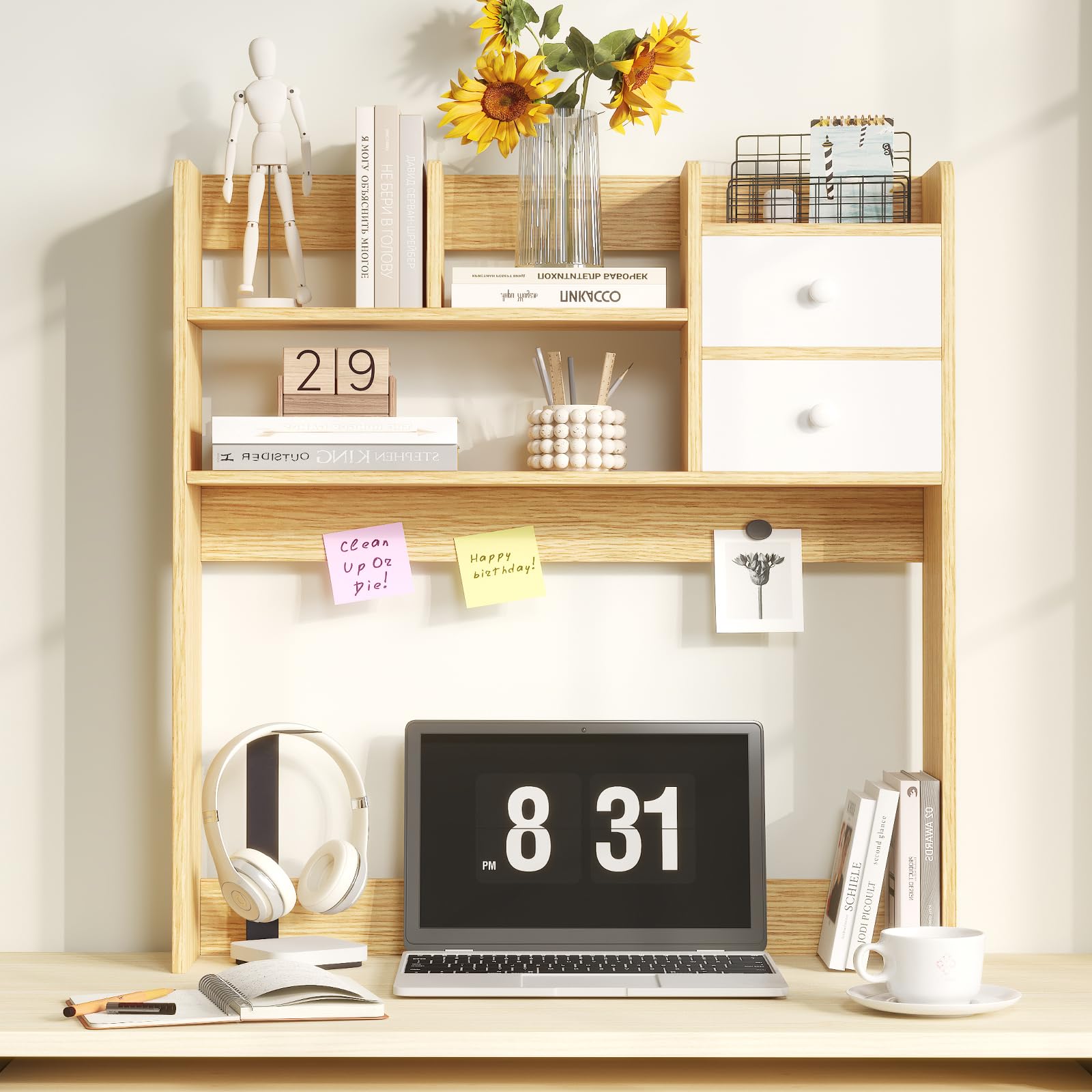 Ygyqz Libreria da Scrivania in Legno per Ufficio e Casa