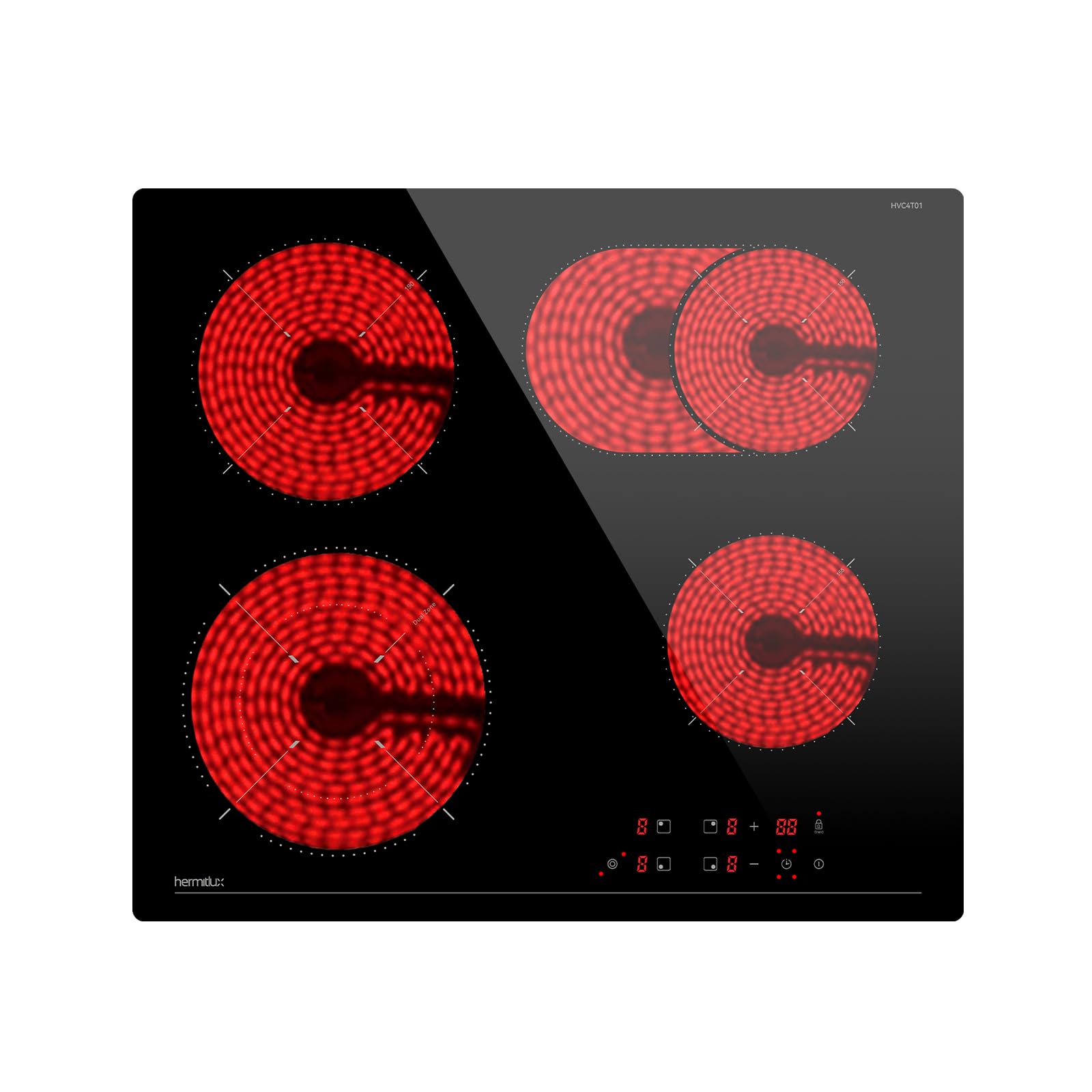 Hermitlux Piano Cottura Vetroceramica 4 Fuochi 7200W