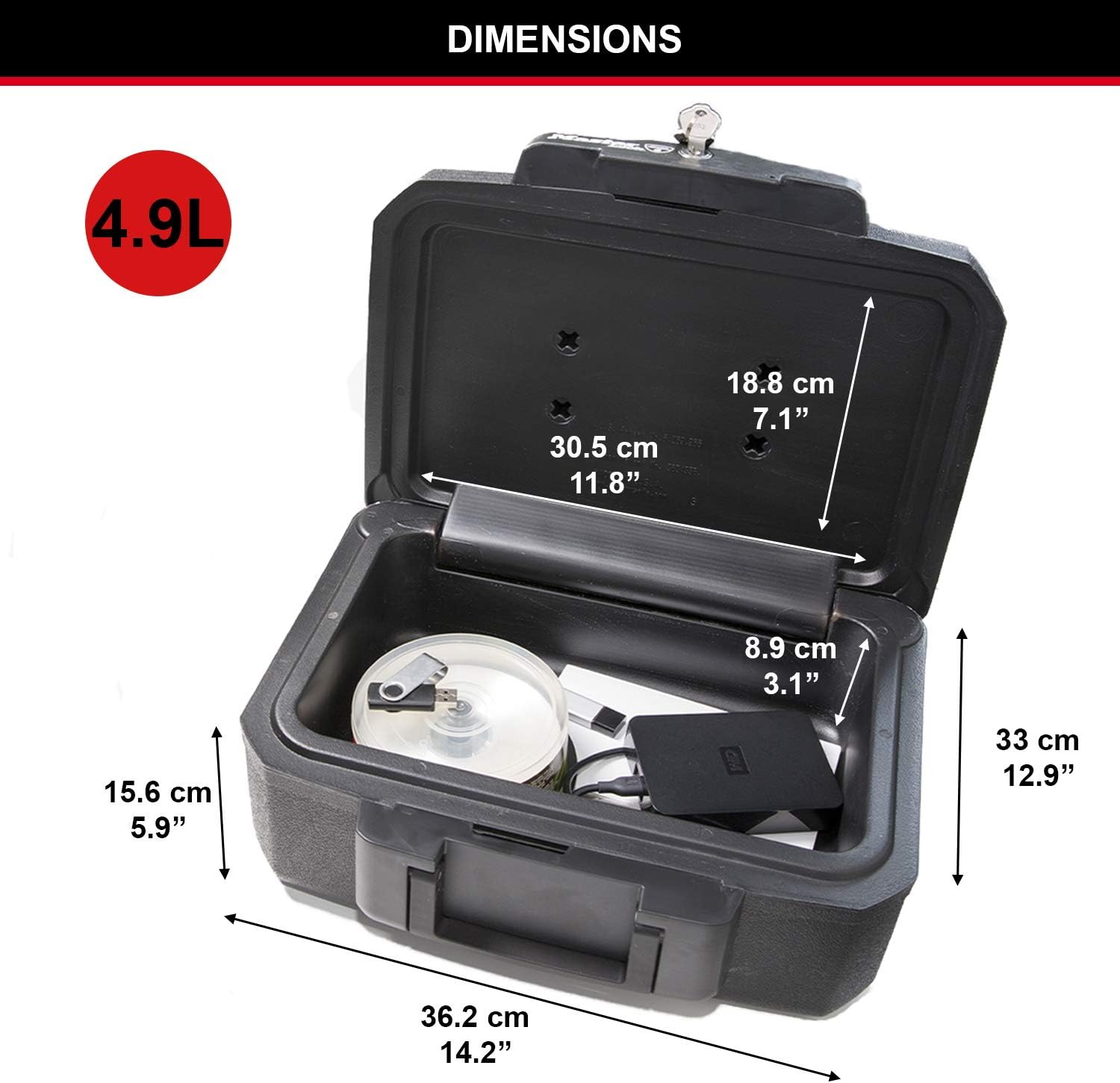 Master Lock H0100EURHRO Cassetta di Sicurezza Ignifuga, Nero - immagine 6
