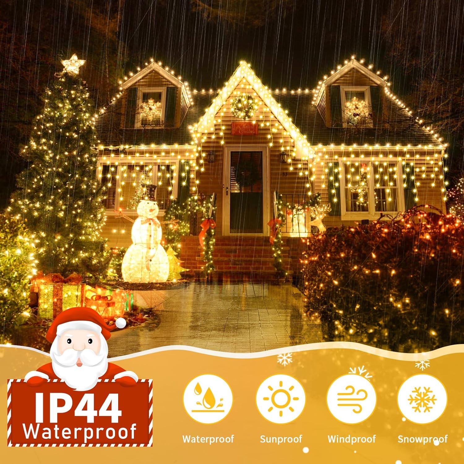 Luci Natale Esterno Cascata 12.5M 486 LED IP44 - immagine 3