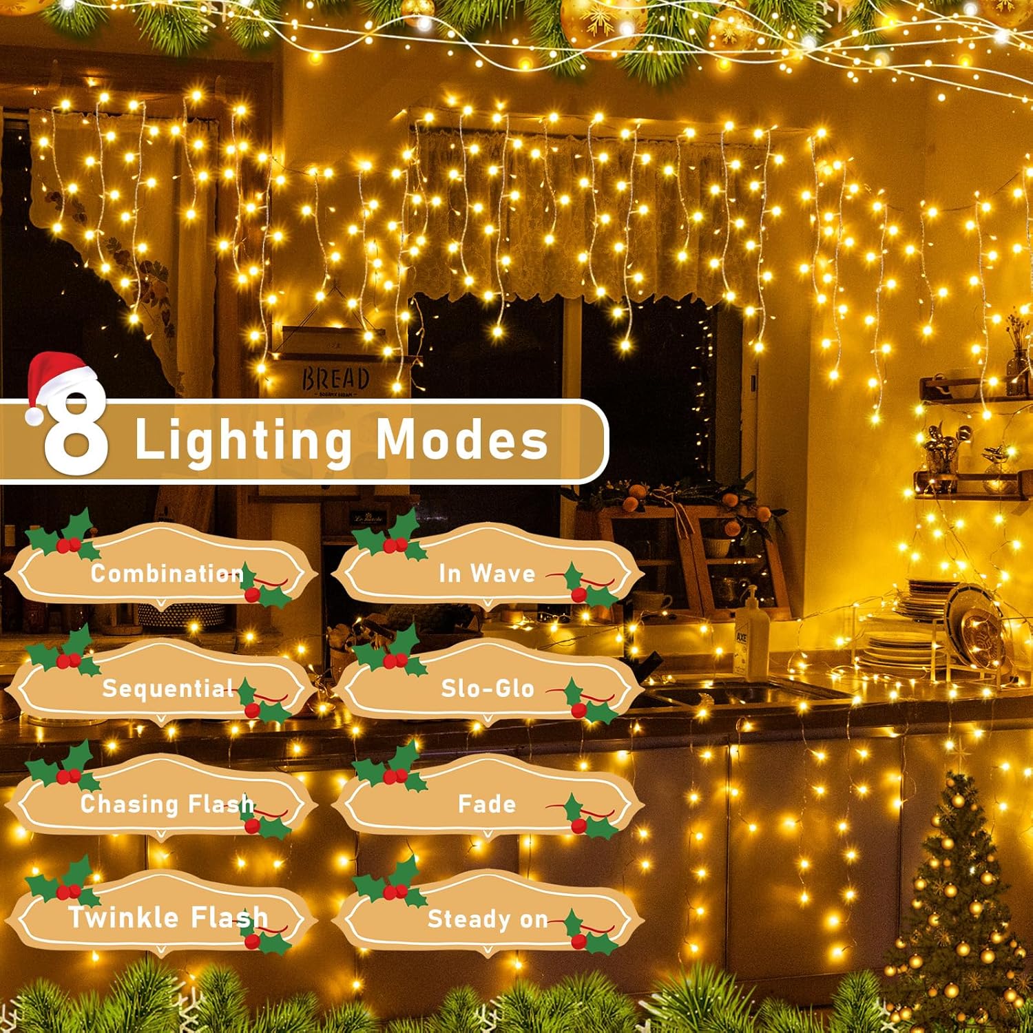 Luci Natale Esterno Cascata 12.5M 486 LED IP44 - immagine 4