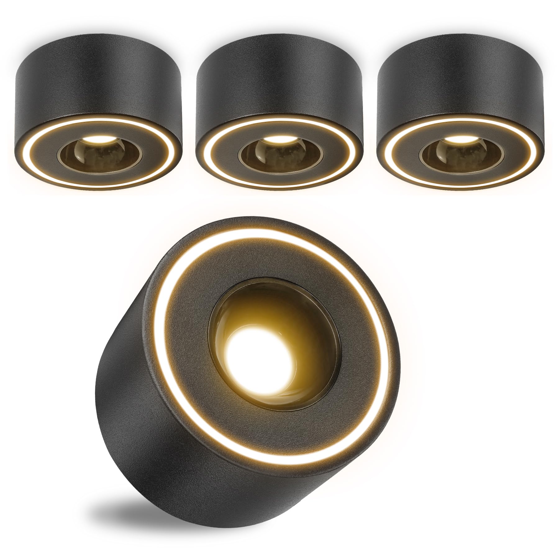 Uring 4 Packs Faretti LED Soffitto Neri 8W