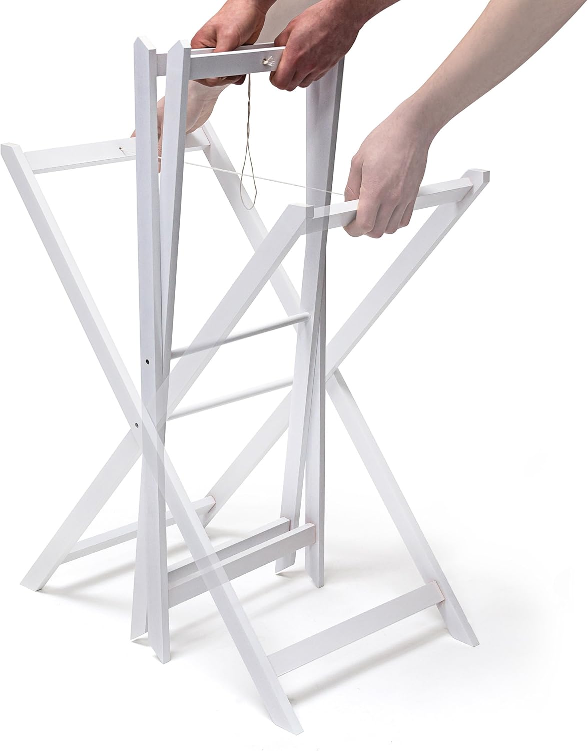 Relaxdays Vassoio Pieghevole in Bambù e Legno, Bianco - immagine 4