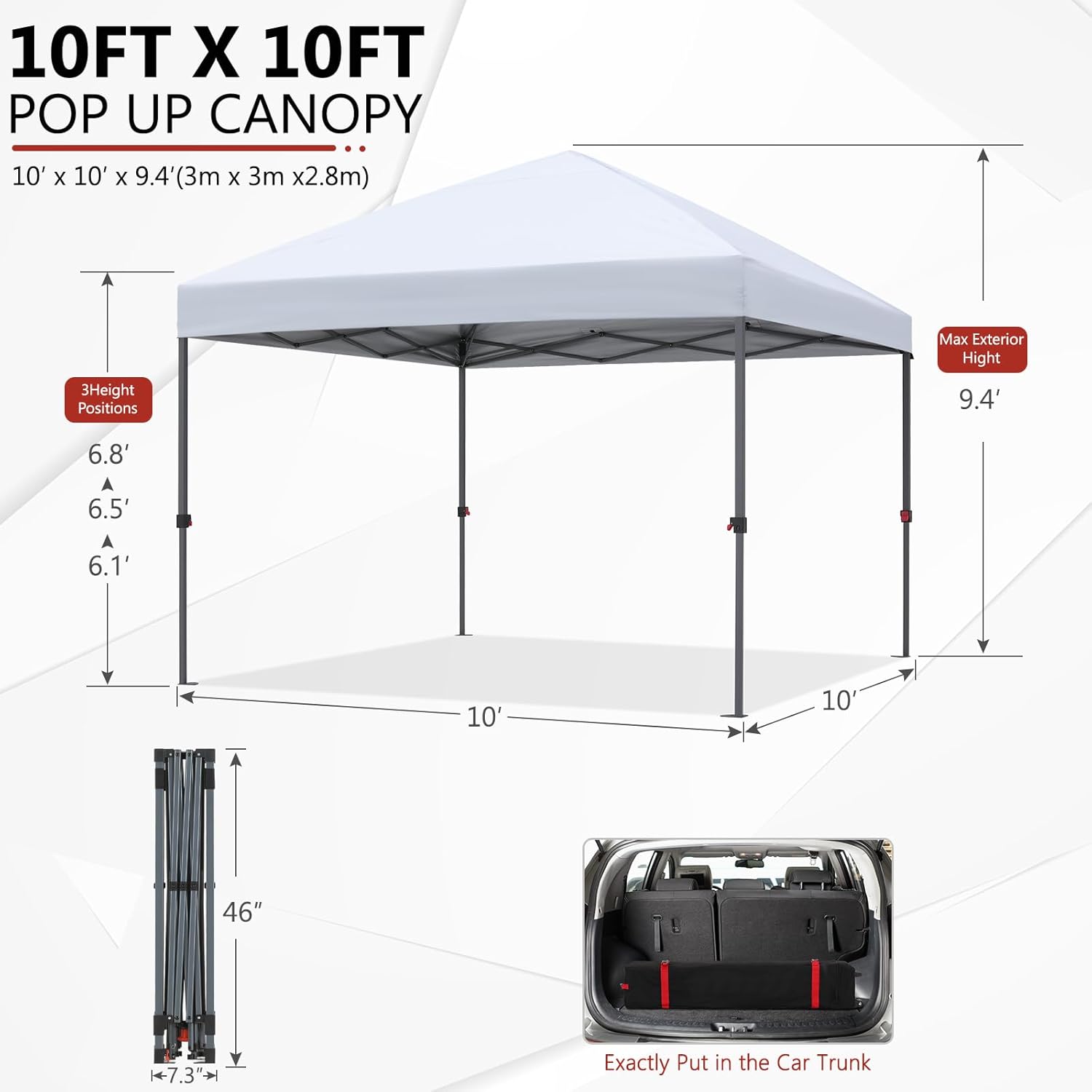 Abccanopy Gazebo Commerciale Pop-Up 3x3m, Bianco - immagine 2