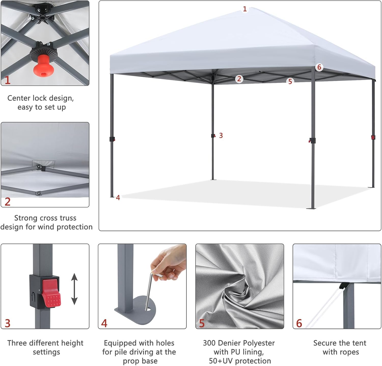 Abccanopy Gazebo Commerciale Pop-Up 3x3m, Bianco - immagine 6